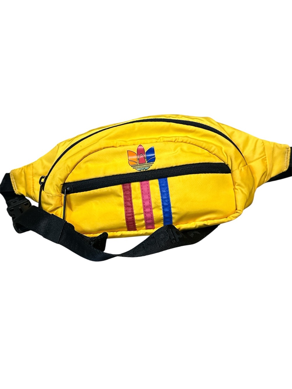 Adidas Yellow Fanny Pack Waist Bag with Multicolor Accent and Adjustable Belt